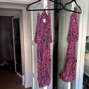 Misa Los Angeles Domino Pink and Purple Patterned Dress